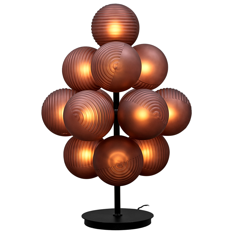Настольная лампа с круглыми плафонами Syridine Lamp Янтарный Черный Настольная лампа с круглыми плафонами Syridine Lamp Янтарный Черный в Грозном | Loft Concept