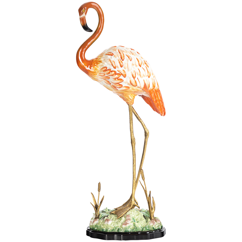 Декоративная статуэтка Flamingos Porcelain Statuette Красный Зеленый Бронза Декоративная статуэтка Flamingos Porcelain Statuette Красный Зеленый Бронза в Грозном | Loft Concept