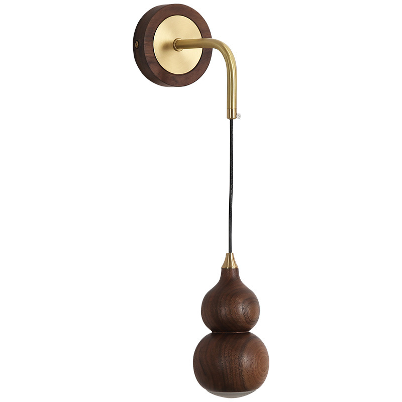 Настенный светильник с плафоном из дерева Neal Wooden Wall Lamp Коричневый Латунь Настенный светильник с плафоном из дерева Neal Wooden Wall Lamp Коричневый Латунь в Грозном | Loft Concept