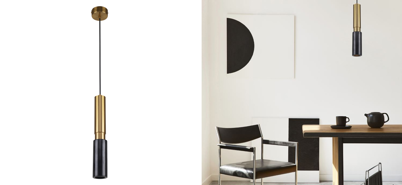 Подвесной светильник с плафоном из черного мрамора Shaw Marble - фото