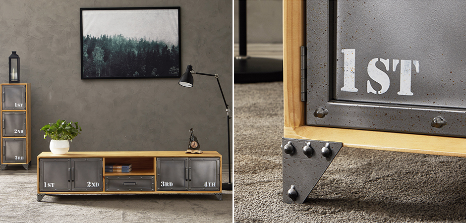 ТВ-тумба Loft Metal and Wood Quadruple ТВ-тумба Loft Metal and Wood Quadruple - Loft-Concept в Грозном