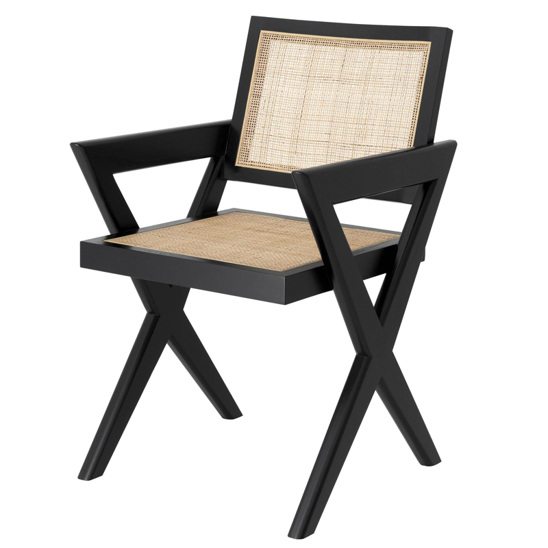Стул Eichholtz Dining Chair Augustin black Черный Бежевый Стул Eichholtz Dining Chair Augustin black Черный Бежевый в Грозном | Loft Concept