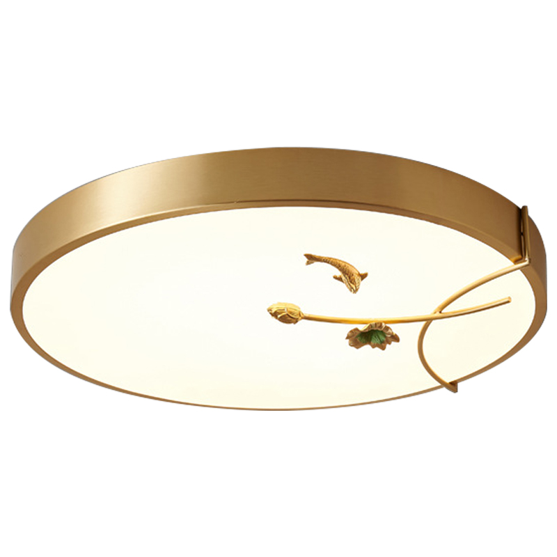 Круглый потолочный светильник Gold Fish Round Ceiling Lamp Золотой Золотой Белый Зеленый Круглый потолочный светильник Gold Fish Round Ceiling Lamp Золотой Золотой Белый Зеленый в Грозном | Loft Concept