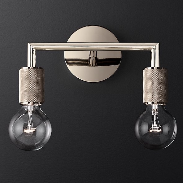 Бра RH Utilitaire Double Sconce Silver Никель в Грозном | Loft Concept 