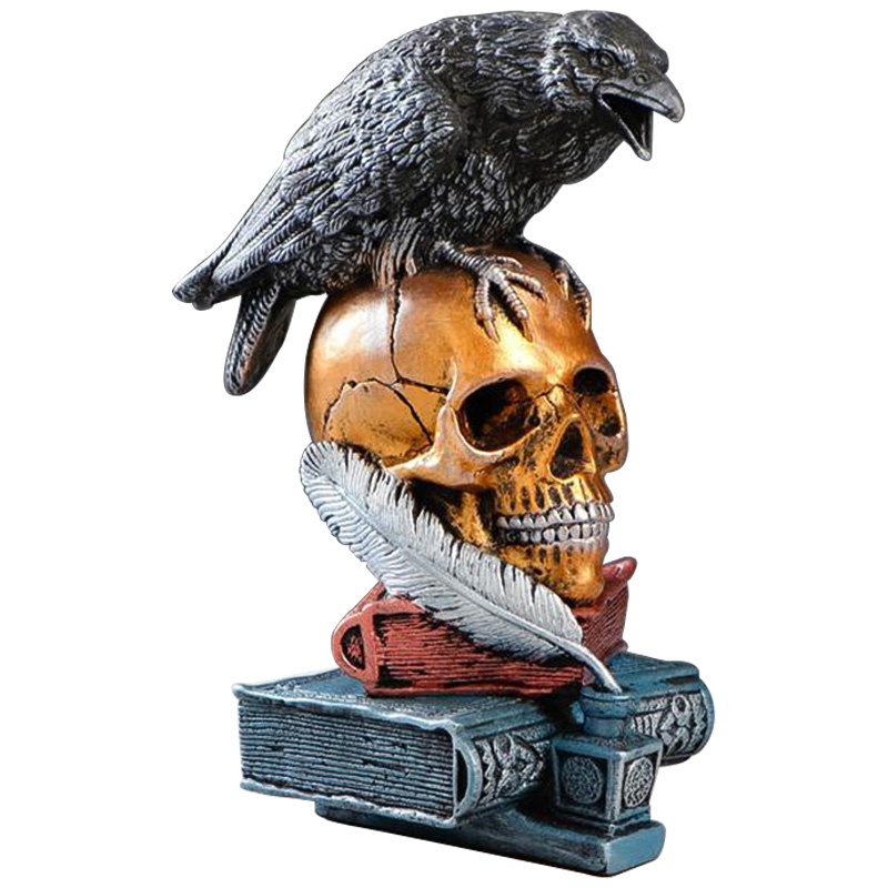Статуэтка Raven and Skull Золотой Черный Серый (Gray) Статуэтка Raven and Skull Золотой Черный Серый (Gray) в Грозном | Loft Concept