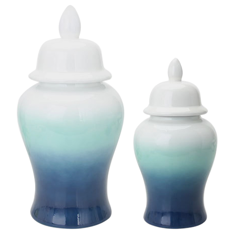 Ваза с крышкой White Turquoise Gradient Vase Белый Бирюзовый Ваза с крышкой White Turquoise Gradient Vase Белый Бирюзовый в Грозном | Loft Concept