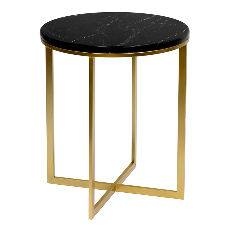 Приставной стол Round Table Marble black Золотой Черный Мрамор Nero Приставной стол Round Table Marble black Золотой Черный Мрамор Nero в Грозном | Loft Concept