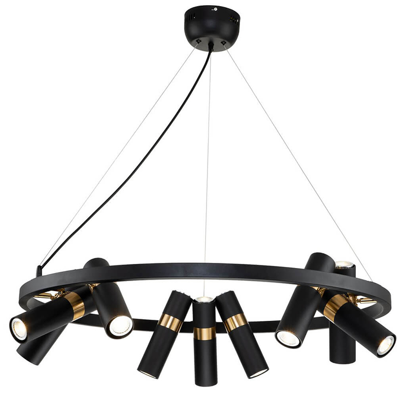 Люстра Rickon Chandelier Spot 18 Черный Золотой Люстра Rickon Chandelier Spot 18 Черный Золотой в Грозном | Loft Concept