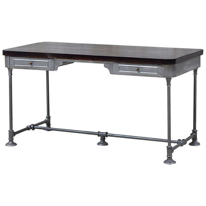 Рабочий стол Iston Metal Wood Desk Серый Коричневый Латунь Рабочий стол Iston Metal Wood Desk Серый Коричневый Латунь в Грозном | Loft Concept