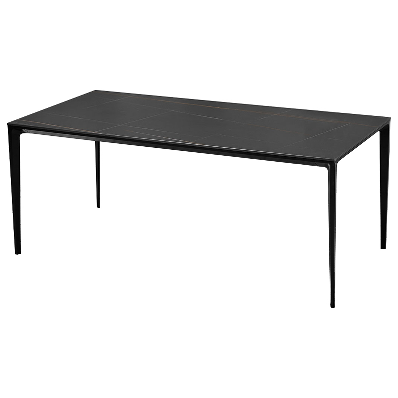 Обеденный стол чёрный с каменной столешницей Benton Dinner Table Черный Обеденный стол чёрный с каменной столешницей Benton Dinner Table Черный в Грозном | Loft Concept