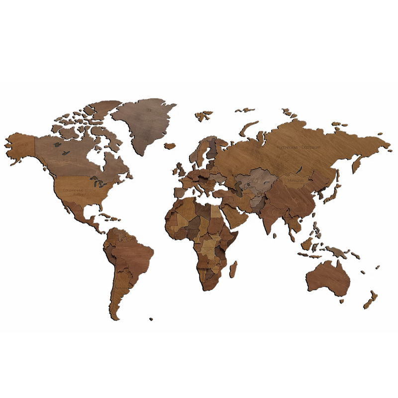 Аксессуар на стену Wooden World Map цвет орех Орех Аксессуар на стену Wooden World Map цвет орех Орех в Грозном | Loft Concept