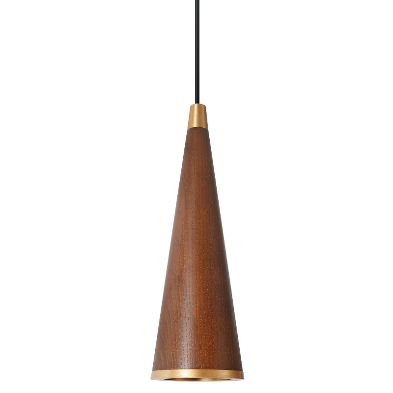 Подвесной светильник с плафоном из темного дерева WOODEN ECO Золотой Коричневый Черный Подвесной светильник с плафоном из темного дерева WOODEN ECO Золотой Коричневый Черный в Грозном | Loft Concept