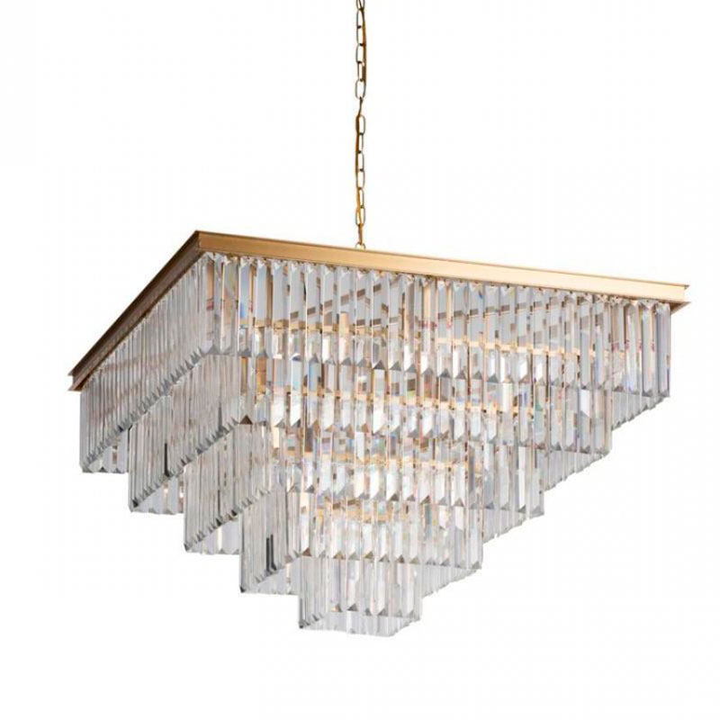 Квадратная Люстра RH 1920s Odeon GOLD iron Five layers Прозрачное Стекло 80х80 Золотой Прозрачное Стекло Квадратная Люстра RH 1920s Odeon GOLD iron Five layers Прозрачное Стекло 80х80 Золотой Прозрачное Стекло в Грозном | Loft Concept
