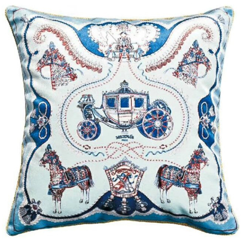Декоративная подушка Hermes Horse 121 Голубой Синий Декоративная подушка Hermes Horse 121 Голубой Синий в Грозном | Loft Concept