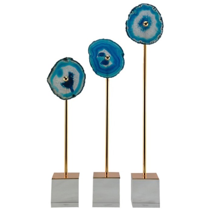 Комплект из 3-х статуэток AGATE DESIGN blue Синий Золотой Комплект из 3-х статуэток AGATE DESIGN blue Синий Золотой в Грозном | Loft Concept