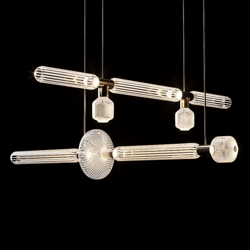 Люстра Pendant Horizontal Глянцевое золото Прозрачный Люстра Pendant Horizontal Глянцевое золото Прозрачный в Грозном | Loft Concept