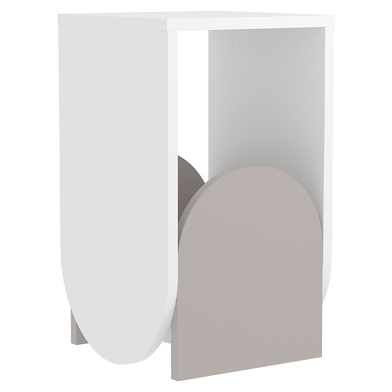 Стол приставной с овальными элементами бело-бежевого цвета NUN SIDE TABLE WHITE LIGHT MOCHA Белый Бежево-серый в Грозном | Loft Concept 
