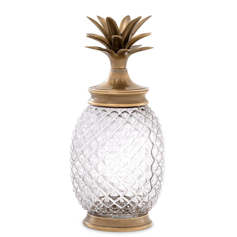 Ваза с крышкой Eichholtz Jar Hayworth brass Винтажная латунь Прозрачный Ваза с крышкой Eichholtz Jar Hayworth brass Винтажная латунь Прозрачный в Грозном | Loft Concept