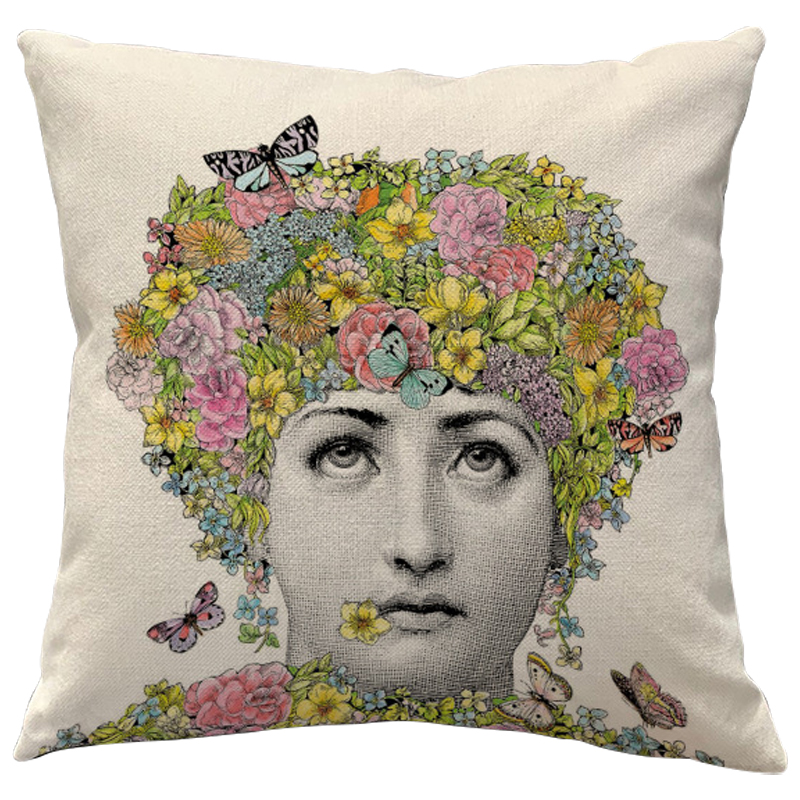 Декоративная подушка Fornasetti Fior di Lina Бежевый Мульти Декоративная подушка Fornasetti Fior di Lina Бежевый Мульти в Грозном | Loft Concept