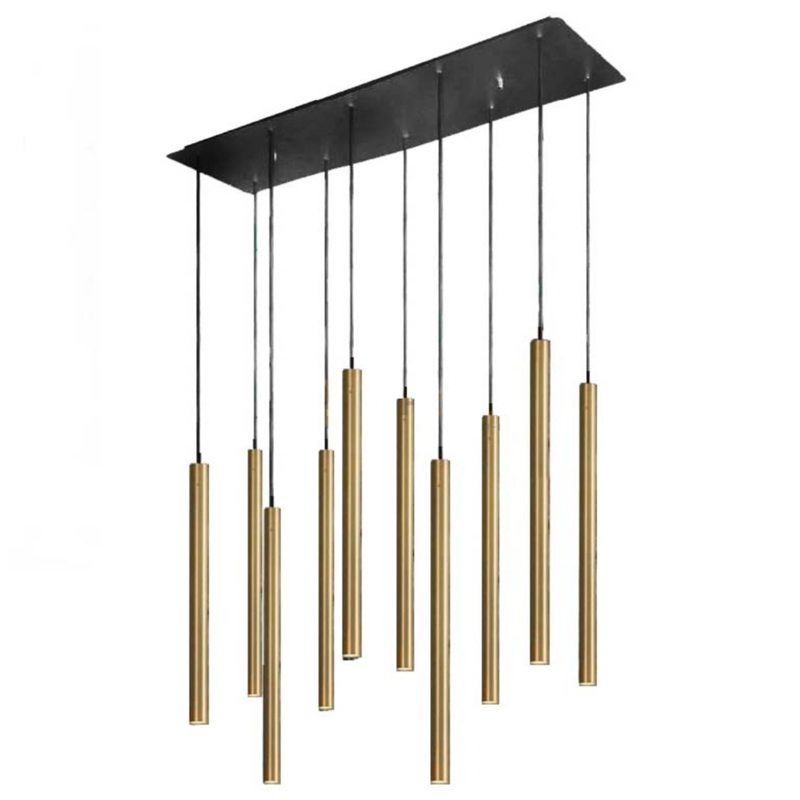 Светильник Trumpet Rectangle Gold 10 плафонов Золотой Черный Светильник Trumpet Rectangle Gold 10 плафонов Золотой Черный в Грозном | Loft Concept