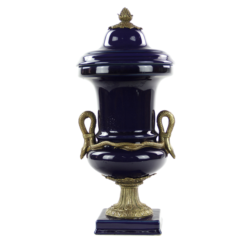 Ваза Selenia Blue Vase Bronze Serpents Синий Бронза Ваза Selenia Blue Vase Bronze Serpents Синий Бронза в Грозном | Loft Concept