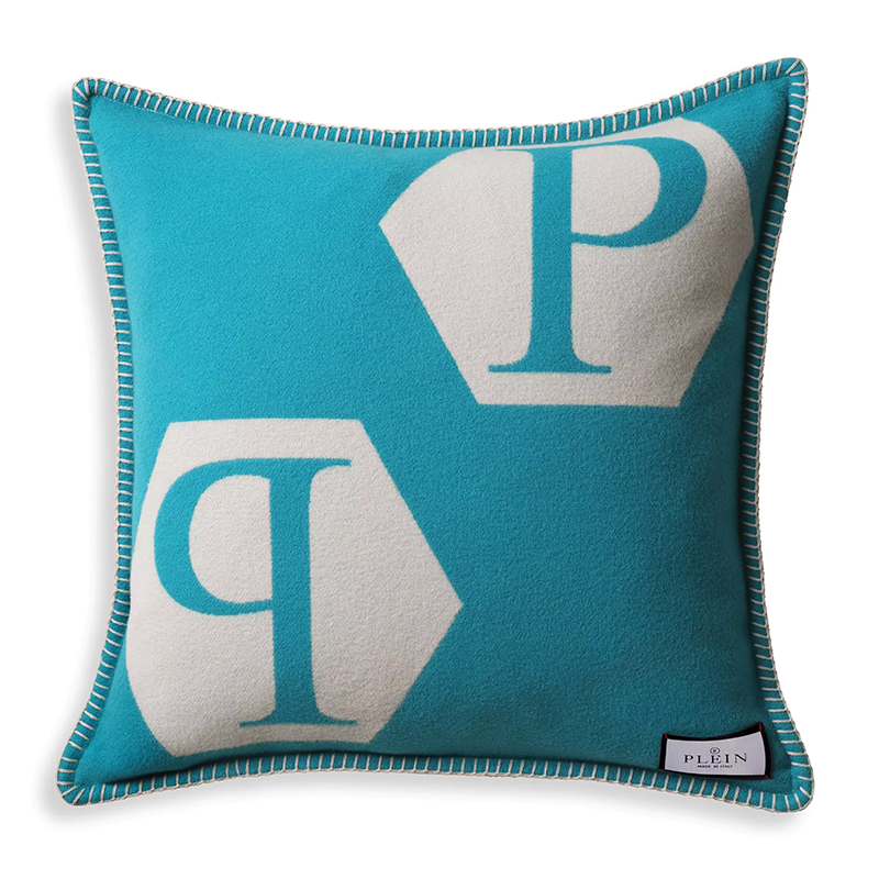 Подушка Philipp Plein Cushion Cashmere Blue Голубой Белый Подушка Philipp Plein Cushion Cashmere Blue Голубой Белый в Грозном | Loft Concept
