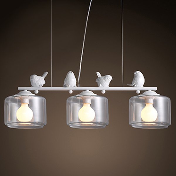 Светильник Provence Bird Pendant Line 3 cylinder Белый Светильник Provence Bird Pendant Line 3 cylinder Белый в Грозном | Loft Concept