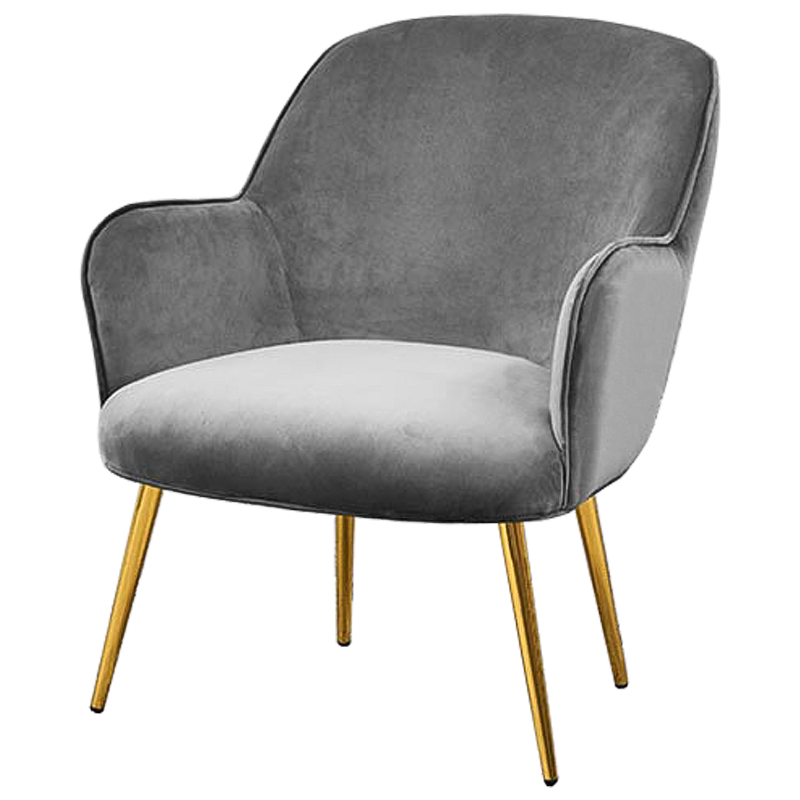Кресло Waldeck Chair Gray Серый Глянцевое золото Кресло Waldeck Chair Gray Серый Глянцевое золото в Грозном | Loft Concept