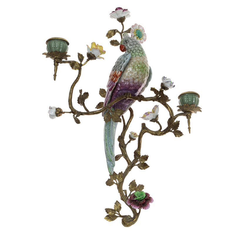 Подсвечник настенный Colorful Flowers and Parrot R Бронза Мульти Подсвечник настенный Colorful Flowers and Parrot R Бронза Мульти в Грозном | Loft Concept