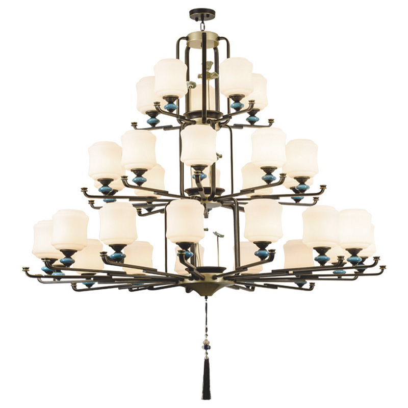 Люстра в китайском стиле Chinese Style Lotus Fruit Chandelier Черный Латунь Белый Зеленый Люстра в китайском стиле Chinese Style Lotus Fruit Chandelier Черный Латунь Белый Зеленый в Грозном | Loft Concept
