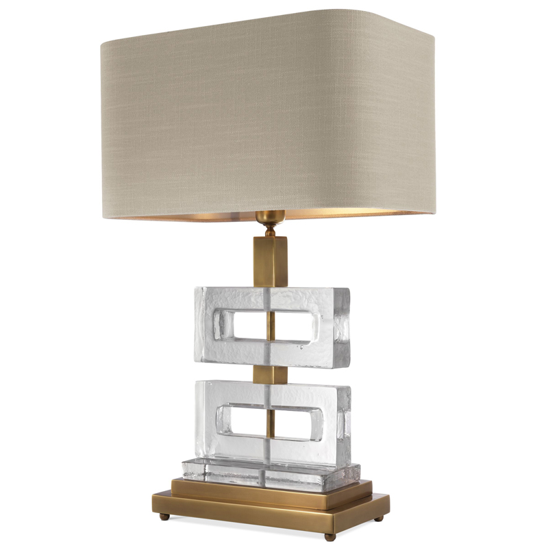 Настольная лампа Eichholtz Table Lamp Umbria Brass Прозрачный Винтажная латунь Бежево-серый Настольная лампа Eichholtz Table Lamp Umbria Brass Прозрачный Винтажная латунь Бежево-серый в Грозном | Loft Concept