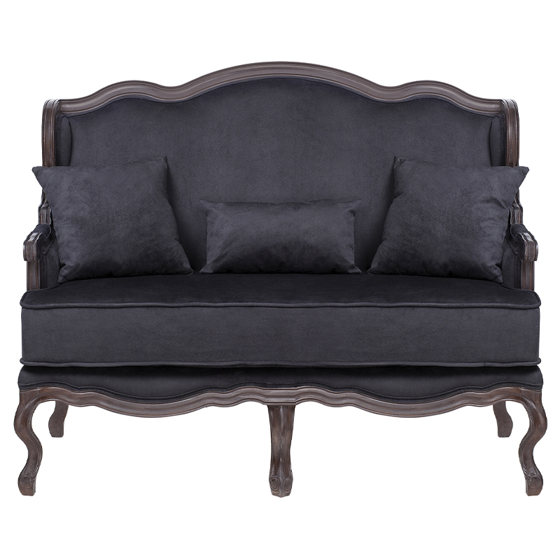 Диван двухместный George Grand Seating black velour Черный Коричневый Диван двухместный George Grand Seating black velour Черный Коричневый в Грозном | Loft Concept