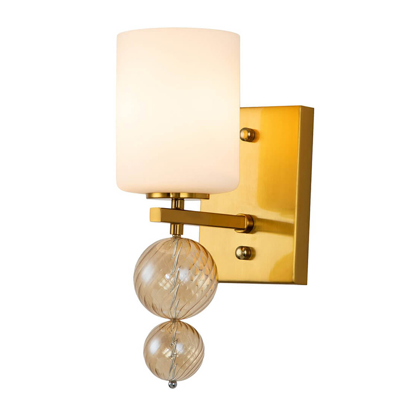 Бра Blown Glass Balloons Wall Lamp Латунь Белый Янтарный Бра Blown Glass Balloons Wall Lamp Латунь Белый Янтарный в Грозном | Loft Concept
