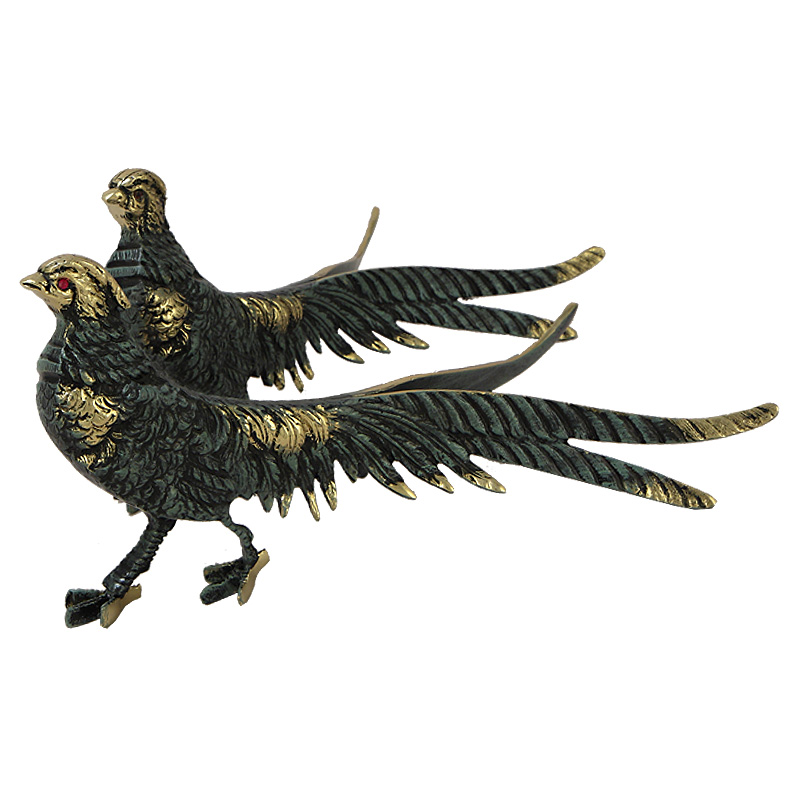 Статуэтка бронзовая синяя пара Фазаны Bronze Birds Бронза Синий Статуэтка бронзовая синяя пара Фазаны Bronze Birds Бронза Синий в Грозном | Loft Concept