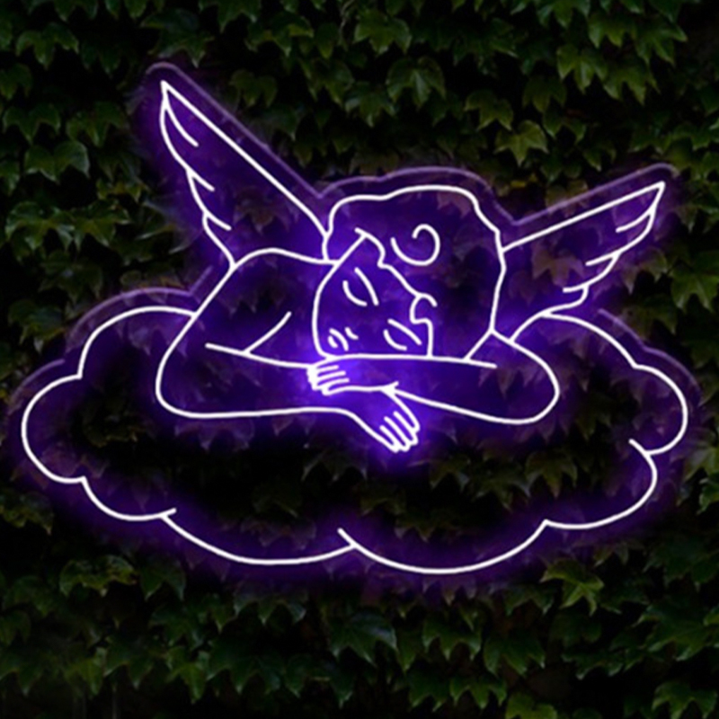 Неоновая настенная лампа Sleeping Angel Neon Wall Lamp Фиолетовый Прозрачный Фиолетовый Неоновая настенная лампа Sleeping Angel Neon Wall Lamp Фиолетовый Прозрачный Фиолетовый в Грозном | Loft Concept