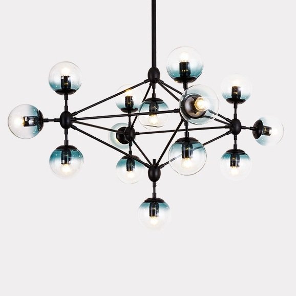 Люстра Modo Chandelier Globes Blue Ambre Black Черный Люстра Modo Chandelier Globes Blue Ambre Black Черный в Грозном | Loft Concept
