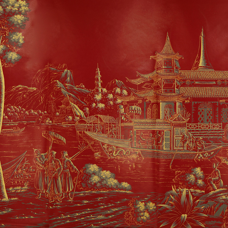Обои ручная роспись Procession Chinoise Gold Outline on Scarlet Lady dyed paper with lacquered finish Обои ручная роспись Procession Chinoise Gold Outline on Scarlet Lady dyed paper with lacquered finish в Грозном | Loft Concept