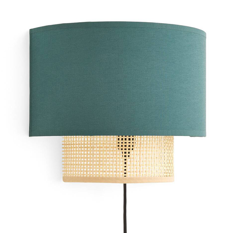 Бра Ottar Wicker Turquoise lampshade Бежевый Бирюзовый Бра Ottar Wicker Turquoise lampshade Бежевый Бирюзовый в Грозном | Loft Concept