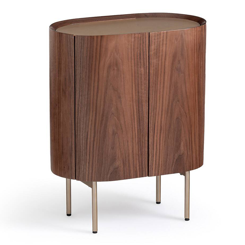 Тумба округлой формы Walnut and Leather массив ореха и столешница из натуральной кожи Орех Золотой Шампань Тумба округлой формы Walnut and Leather массив ореха и столешница из натуральной кожи Орех Золотой Шампань в Грозном | Loft Concept
