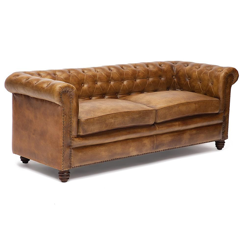 Диван кожаный Buffalo Leather Sofa Triple Коричневый винтаж Диван кожаный Buffalo Leather Sofa Triple Коричневый винтаж в Грозном | Loft Concept