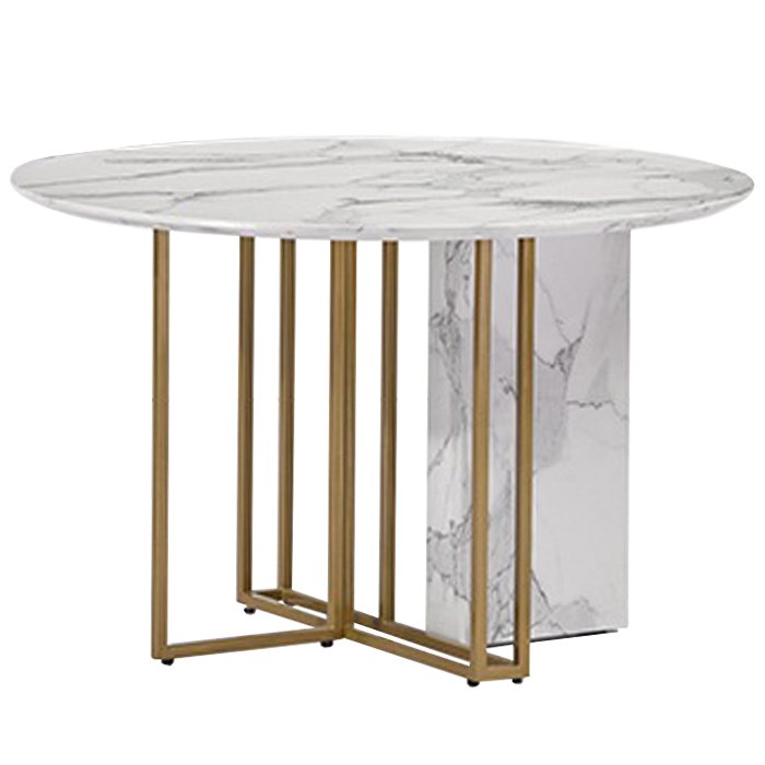 Стол Marble Corner Circle Латунь Белый Стол Marble Corner Circle Латунь Белый в Грозном | Loft Concept