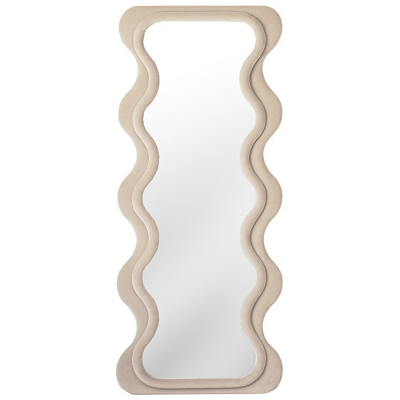 Зеркало Velvet Curved Waves Mirror Бежевый Зеркало Зеркало Velvet Curved Waves Mirror Бежевый Зеркало в Грозном | Loft Concept