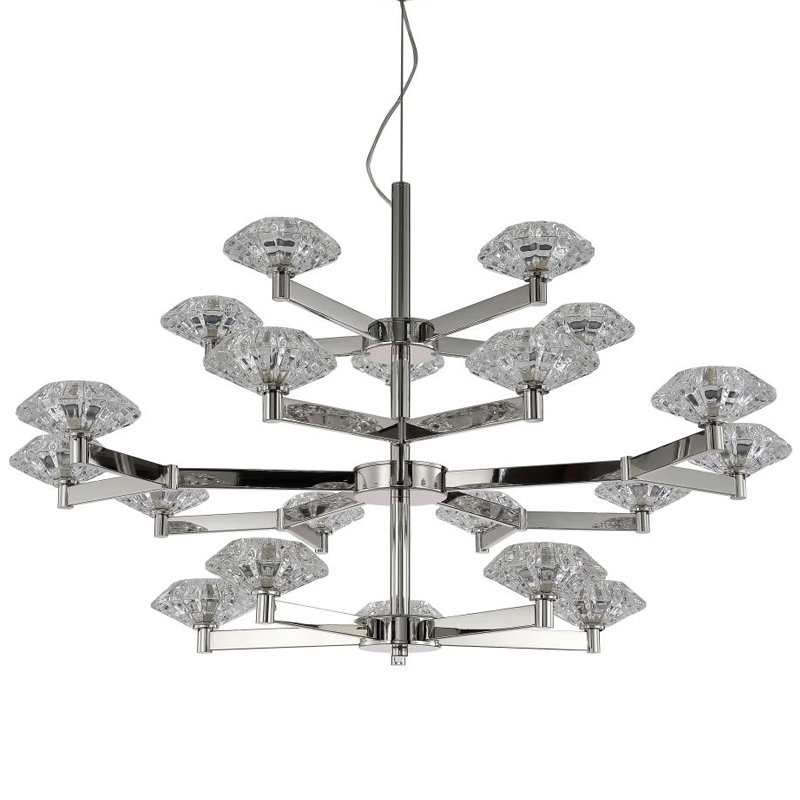 Люстра Yerker Chandelier Nickel 20 Никель Прозрачный Люстра Yerker Chandelier Nickel 20 Никель Прозрачный в Грозном | Loft Concept