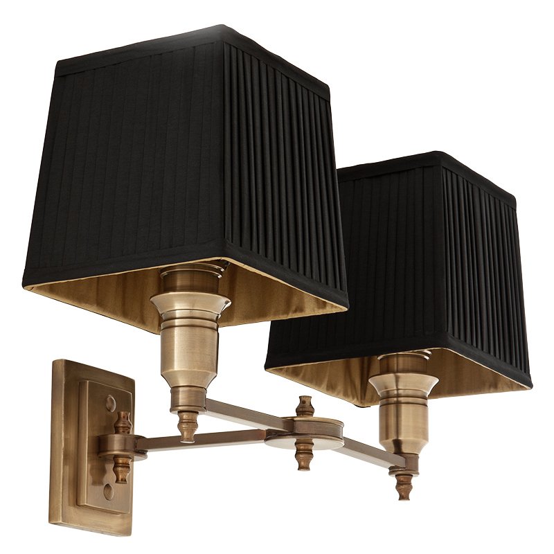 Бра Wall Lamp Lexington Double Brass+Black Латунь Античная полированная Черный Бра Wall Lamp Lexington Double Brass+Black Латунь Античная полированная Черный в Грозном | Loft Concept