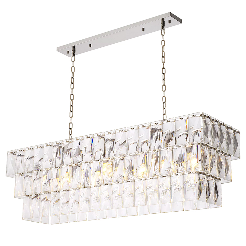Люстра Eichholtz Chandelier Amazone Rectangular Silver Серебряный Прозрачное Стекло Люстра Eichholtz Chandelier Amazone Rectangular Silver Серебряный Прозрачное Стекло в Грозном | Loft Concept