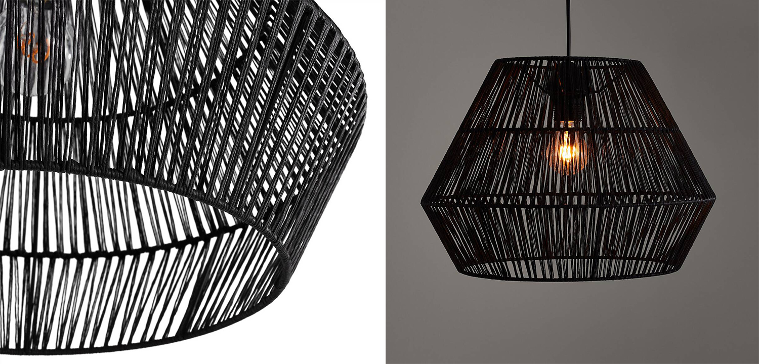 Подвесной светильник Signe Wicker Hemp Black - фото