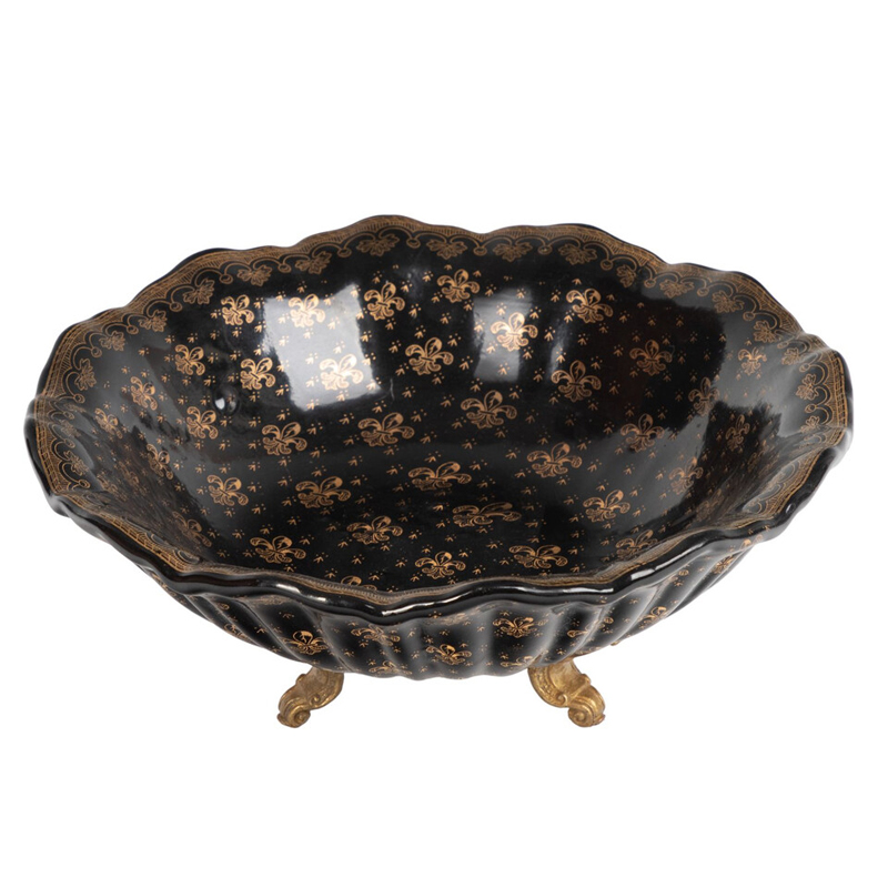 Блюдо черного цвета из фрафора на бронзовых ножках Eden Garden porcelain and bronze Черный Бронза Блюдо черного цвета из фрафора на бронзовых ножках Eden Garden porcelain and bronze Черный Бронза в Грозном | Loft Concept