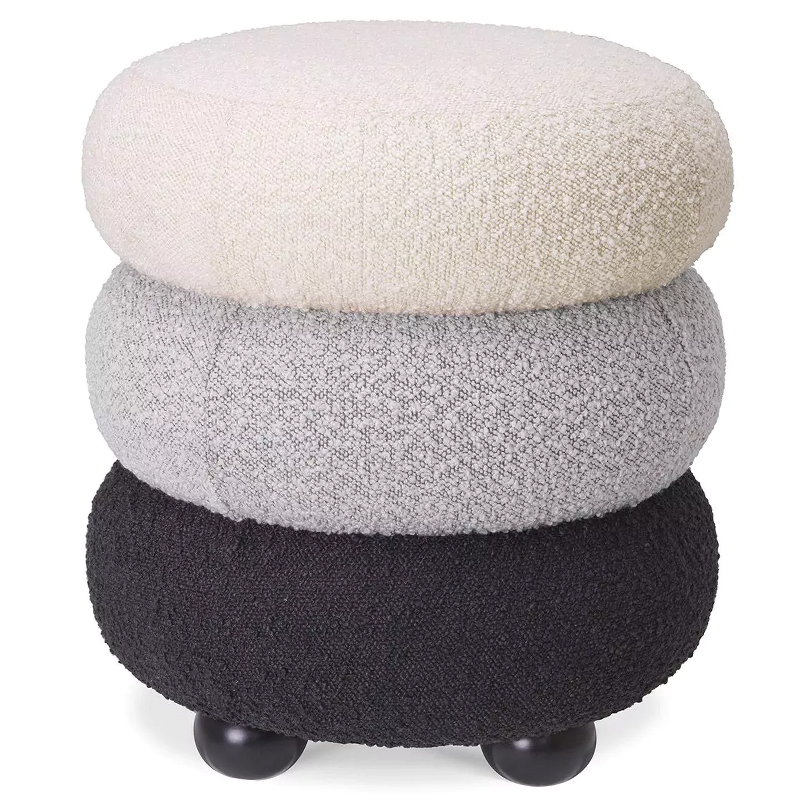 Пуф Eichholtz Stool Tulum Boucle Светло-серый Черный Молочный Пуф Eichholtz Stool Tulum Boucle Светло-серый Черный Молочный в Грозном | Loft Concept