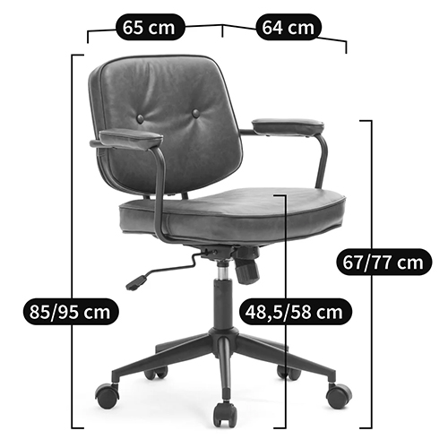Офисное кресло в винтажном стиле на колёсах Glenn Dark Grey Chair Офисное кресло в винтажном стиле на колёсах Glenn Dark Grey Chair в Грозном
