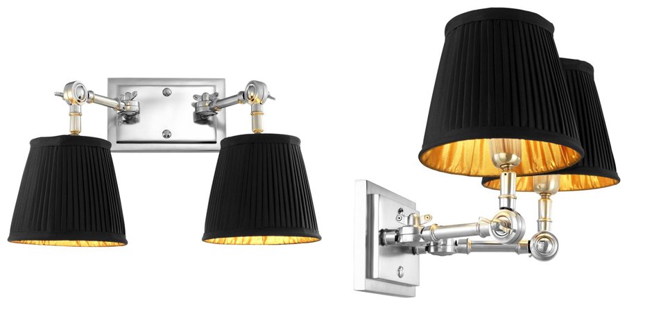 Бра Wall Lamp Wentworth Double Nickel+Black Бра Wall Lamp Wentworth Double Nickel+Black - Loft-Concept в Грозном